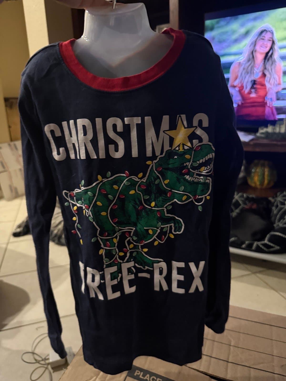 PLACE Christmas Tree-Rex Shirt Size 8