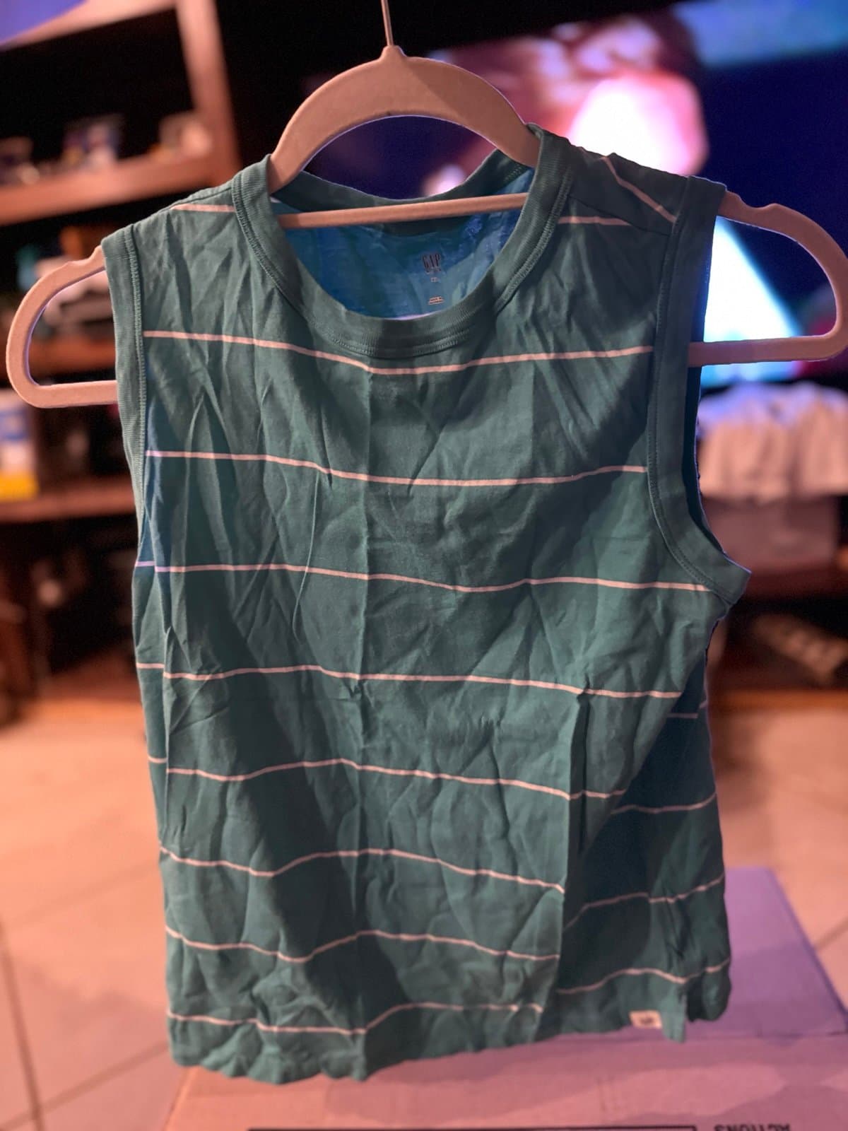 GAP Kids XL Teal Striped Tank Top