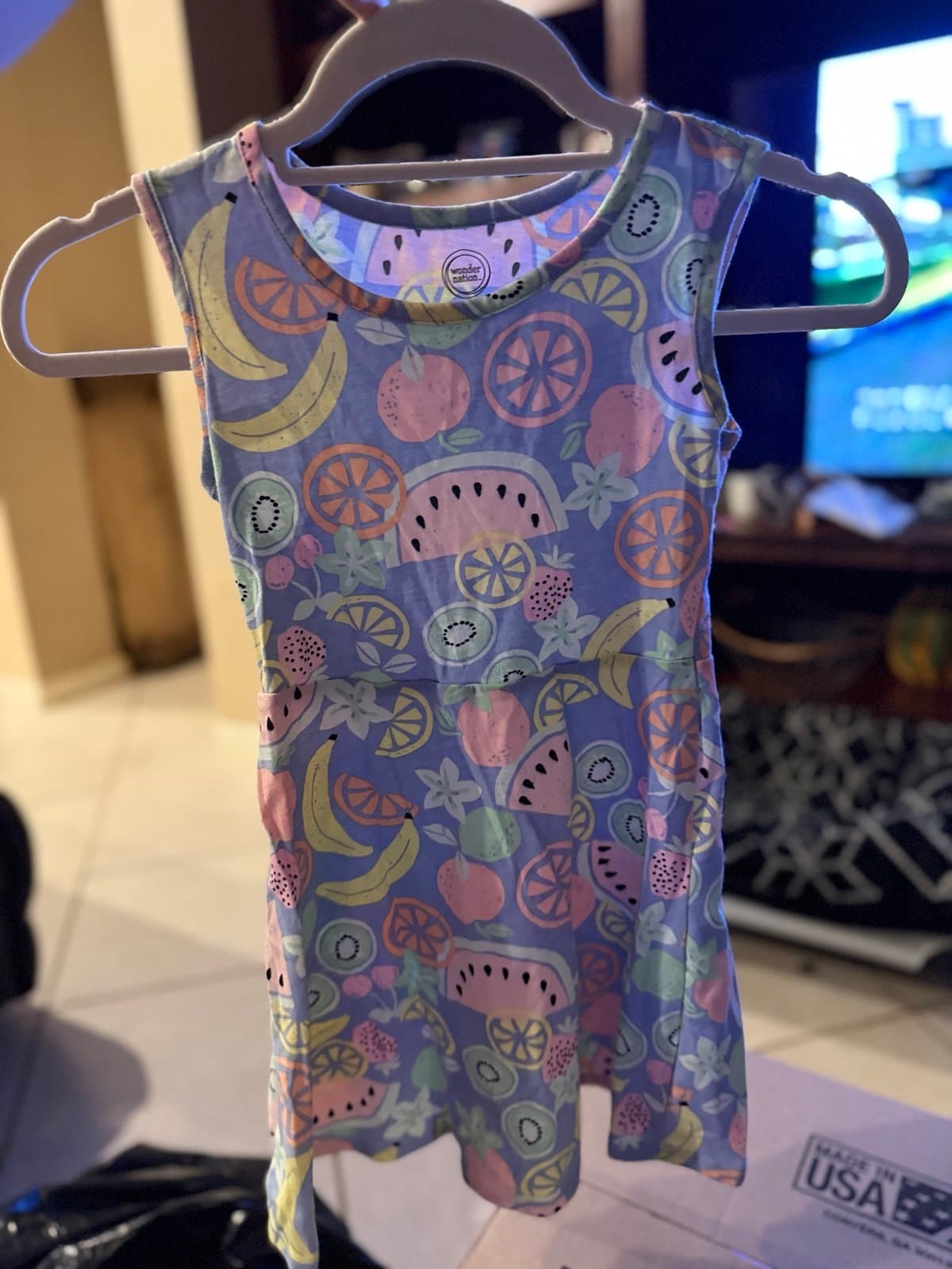 Wonder Nation Girls Fruit Print Dress 6-6X