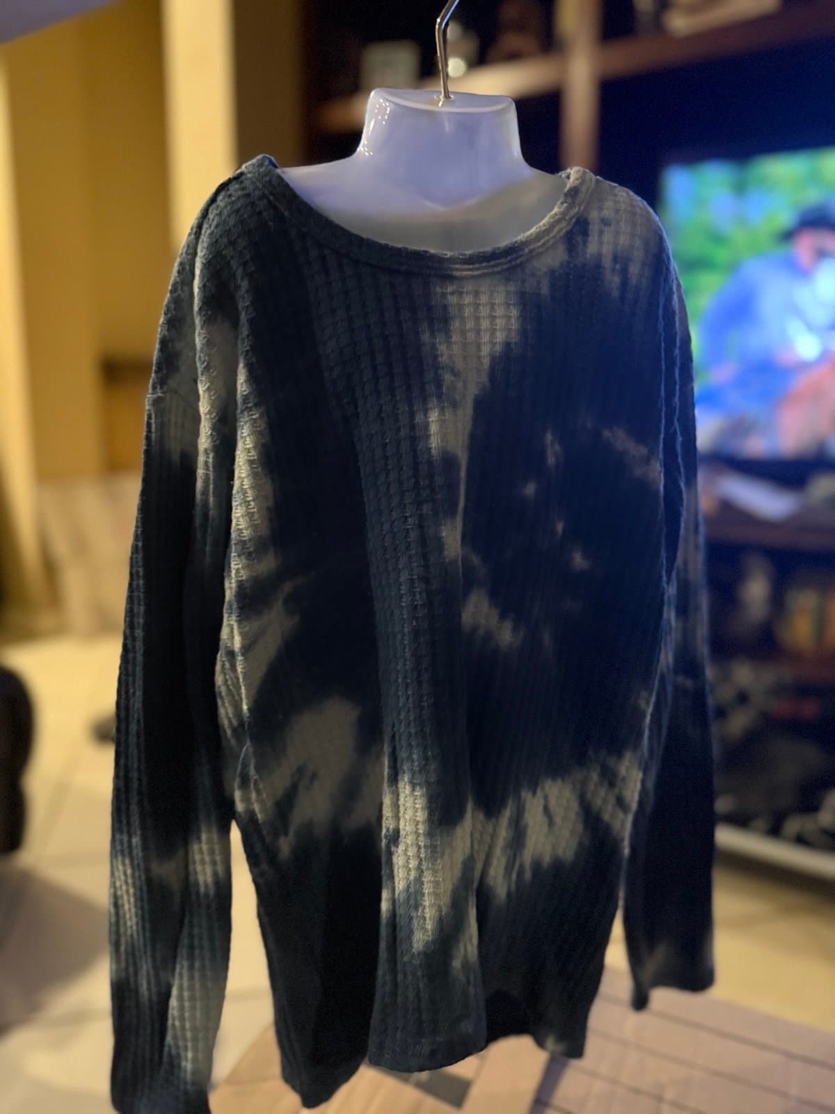 Kids Blue Tie-Dye Waffle Knit Long Sleeve Shirt S/CH (6-6X)