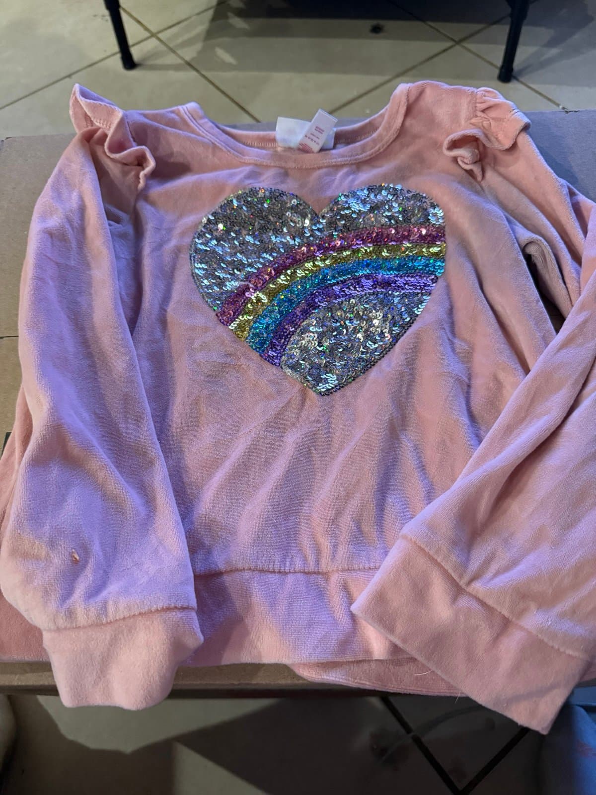 Girls bmagical by btween Pink Sequin Heart Long Sleeve Sweatshirt Size 8