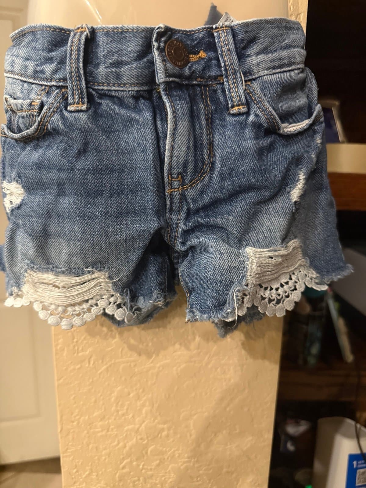 Old Navy Kids Distressed Denim Shorts w Lace Trim