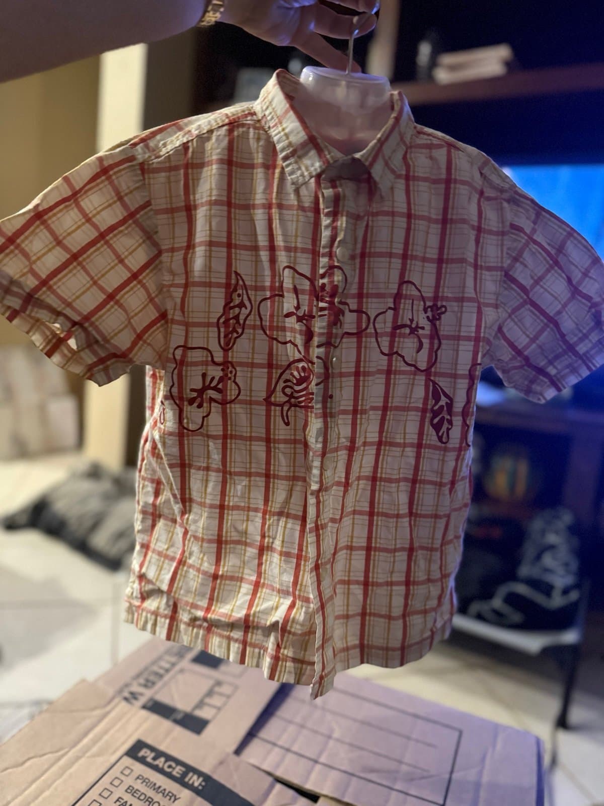 Mossissue Plaid Floral Button Up Shirt XS 4/5