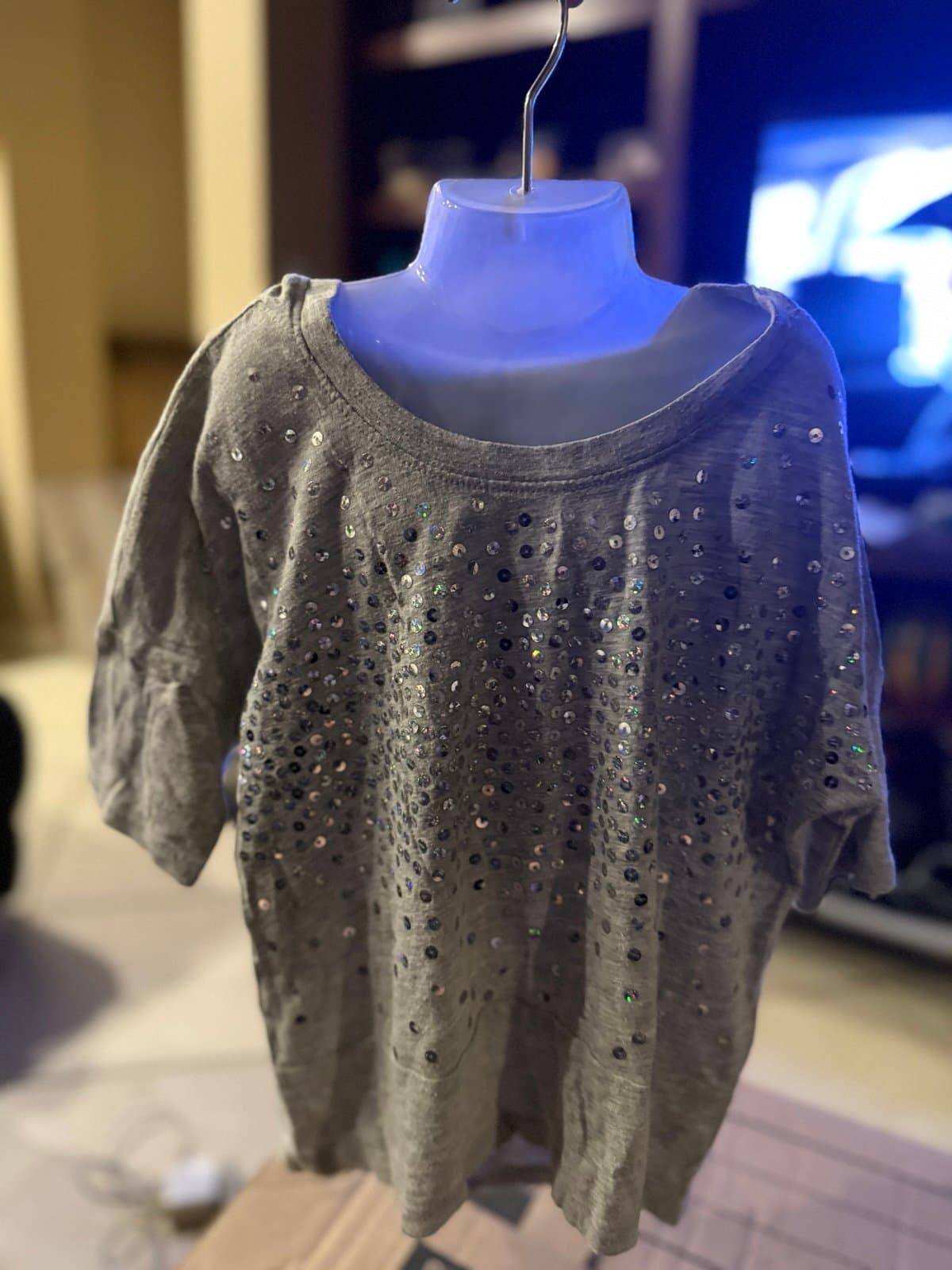 Justice Gray Sequin Hooded Top size 6