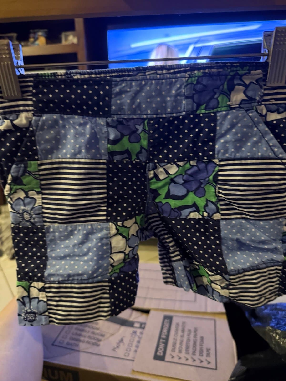Gymboree Patchwork Shorts Size 6 Blue Floral Stripes
