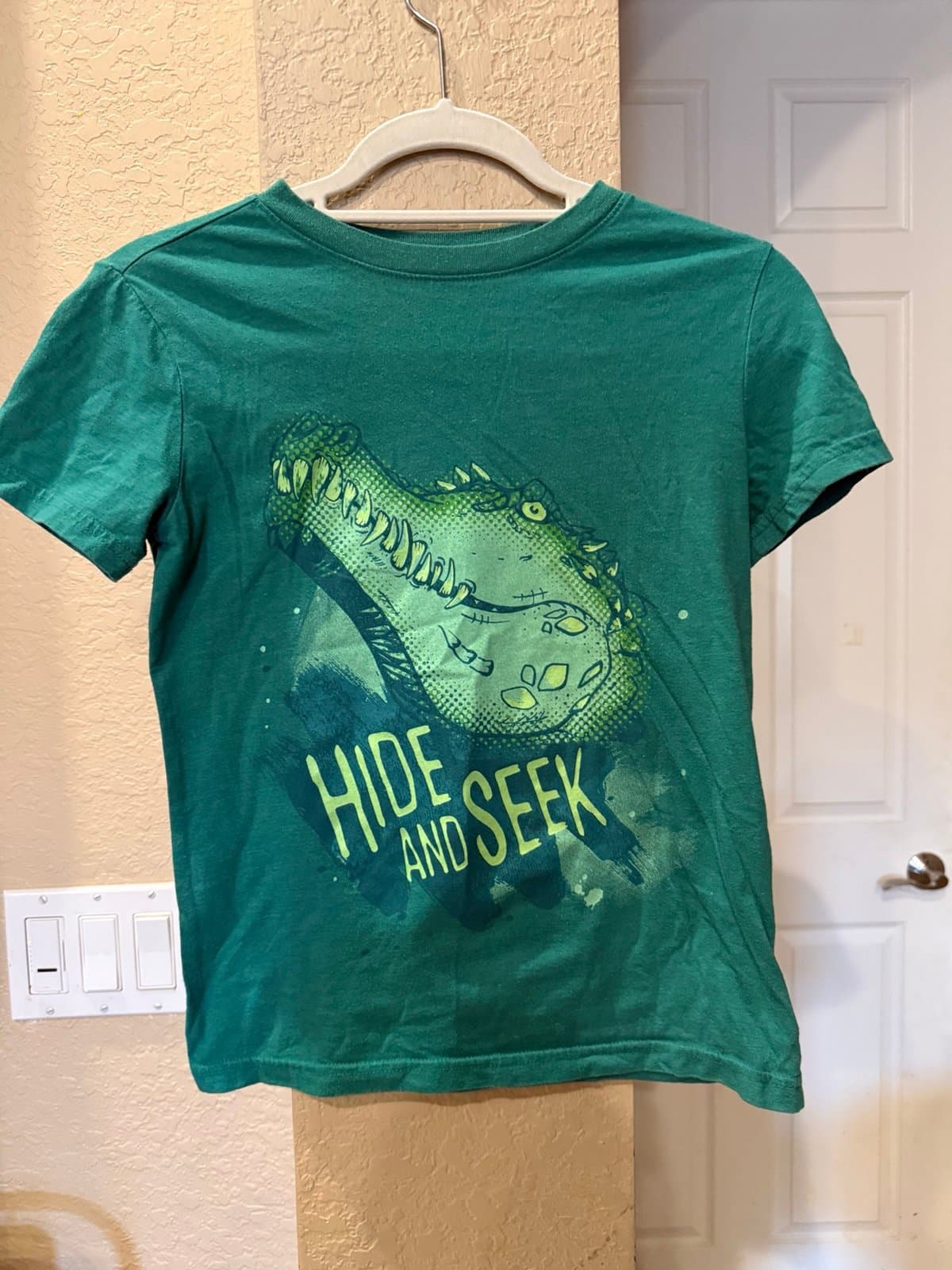 Cat & Jack Green Alligator Hide and Seek T-shirt M (8/10)