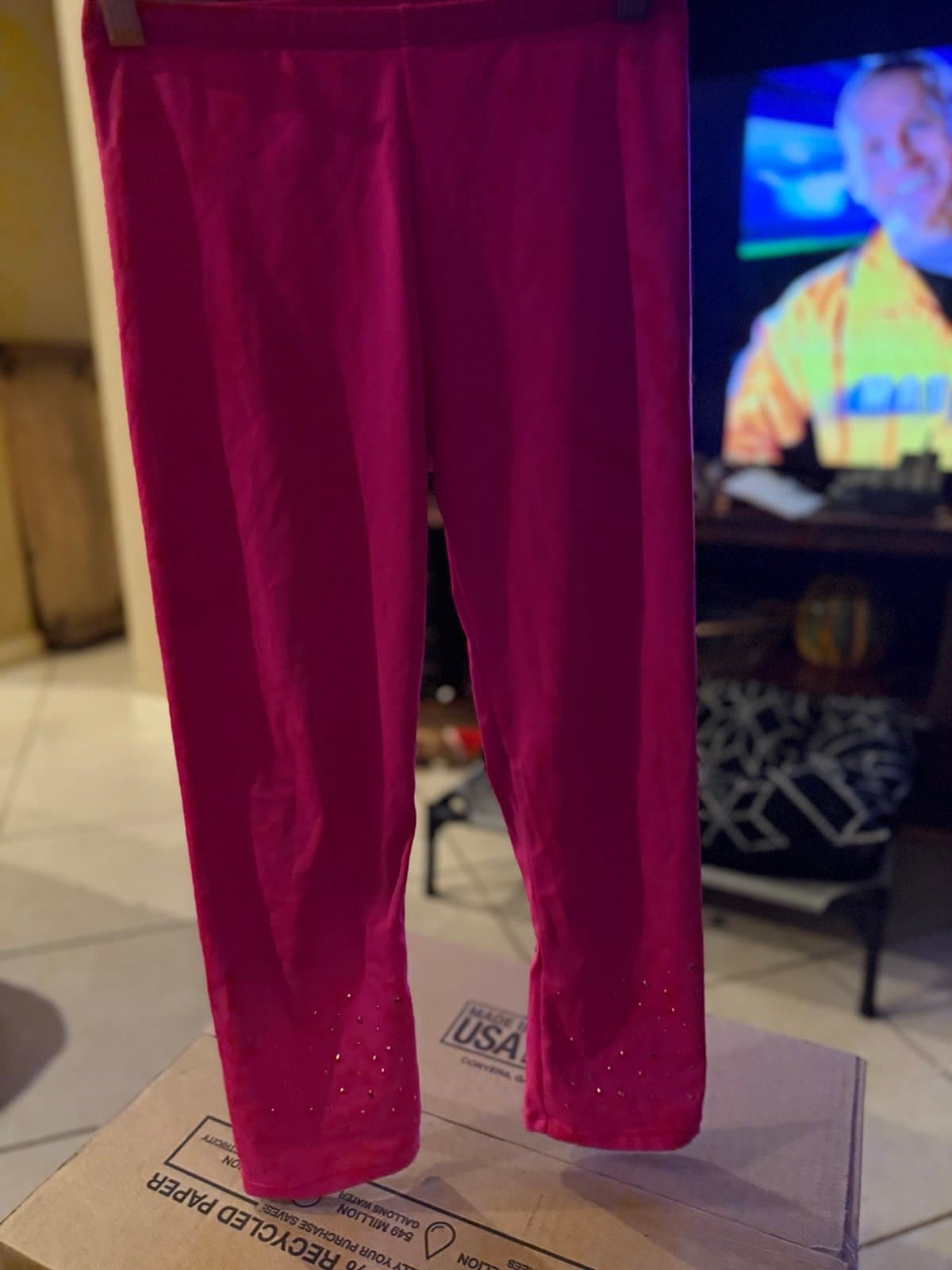 Girls Freestyle Danskin Pink Studded Leggings 10/12 Large