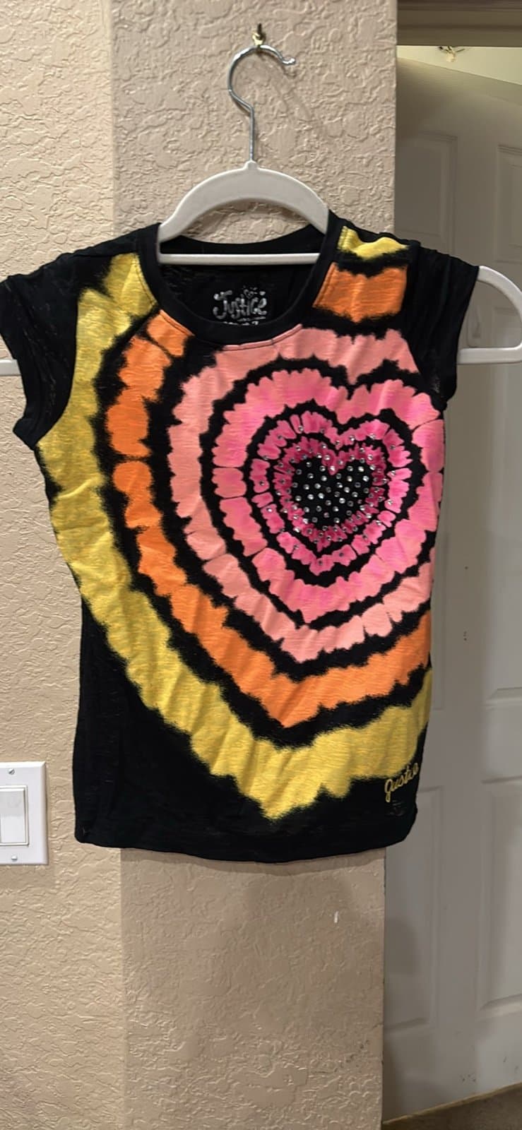 Justice Tie-Dye Heart T-Shirt Size 7