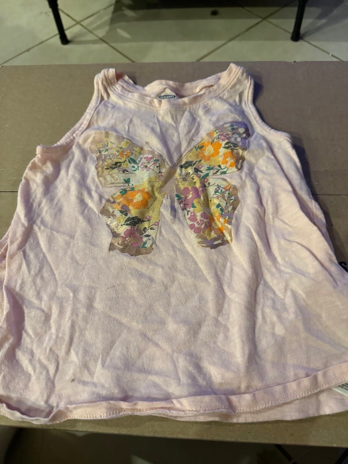 Old Navy pink floral butterfly tank top 5T