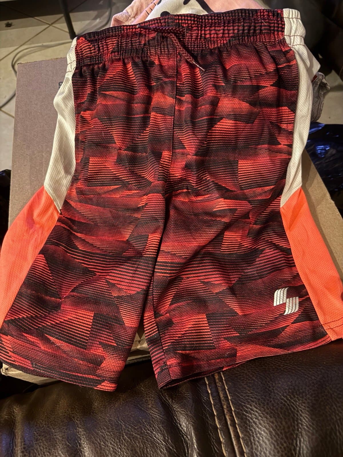 Place Sport boys athletic shorts M 7/8 red black