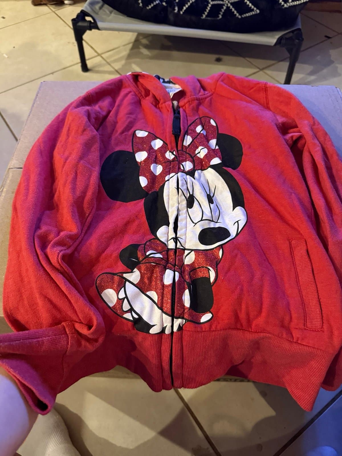Girls Disney Store Minnie Mouse Red Full Zip Hoodie Size 9/10