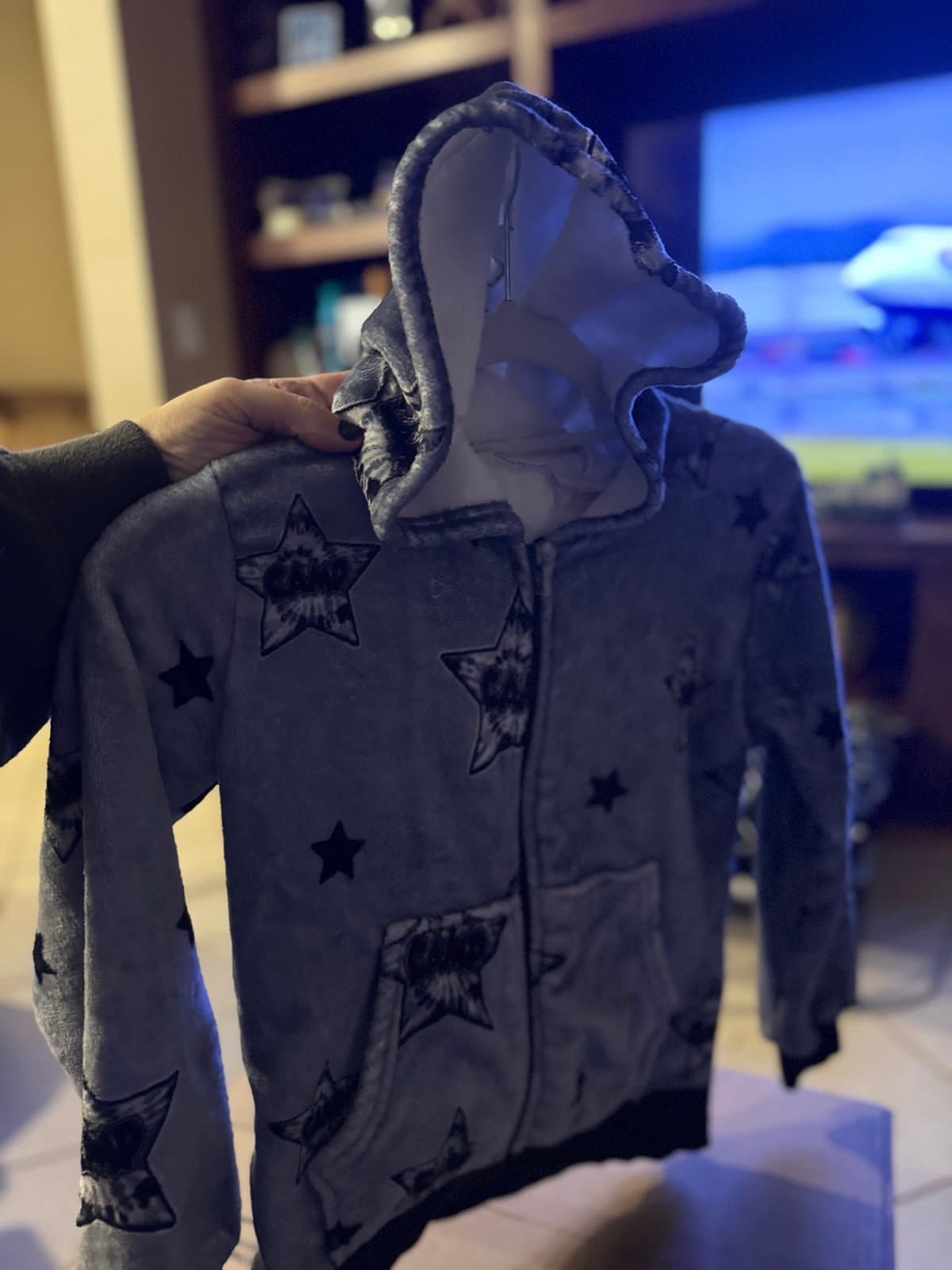 Girls Cozy Gray Star Hoodie Jacket