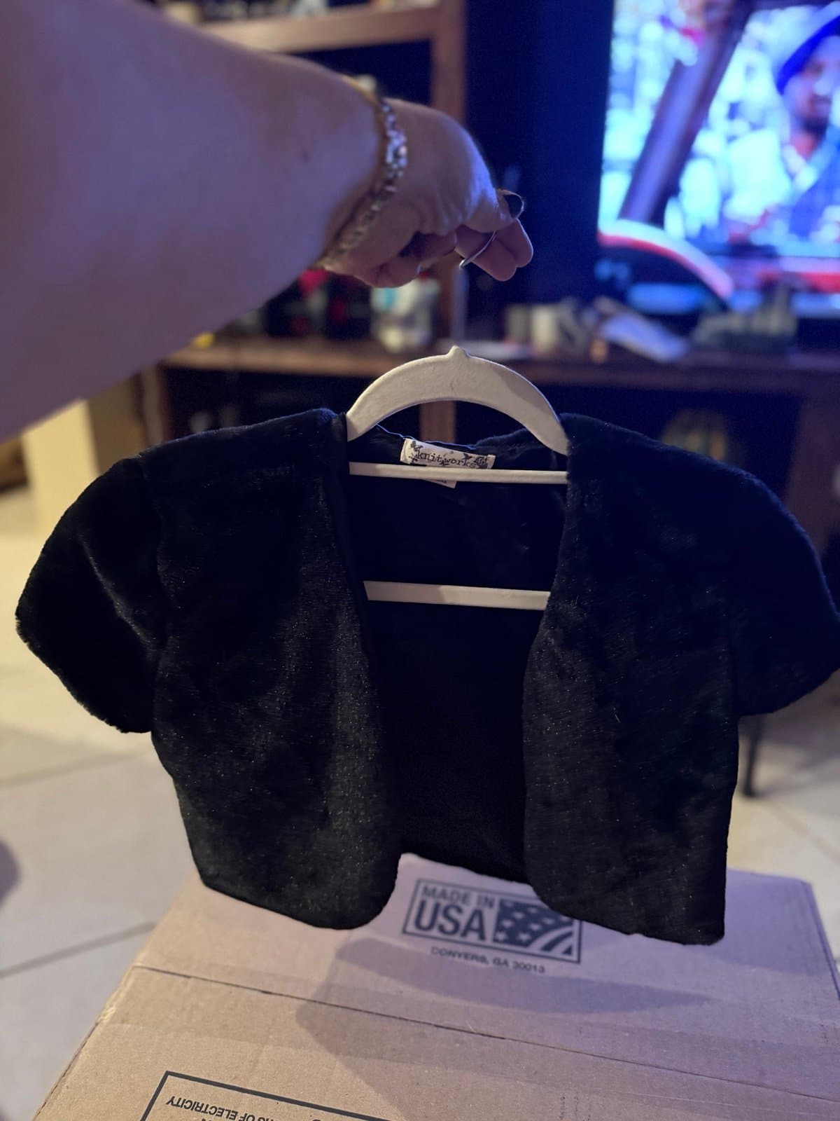 Kids knitworks Black Faux Fur Bolero Size 12