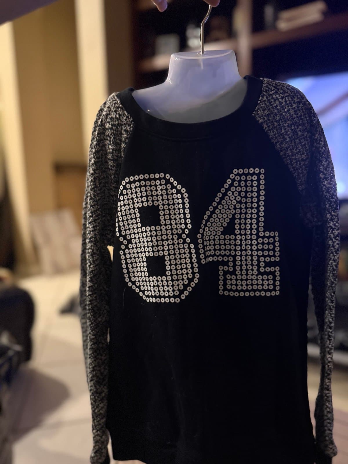 Epic Threads Black & Grey 84 Sequin Sweatshirt Size S
