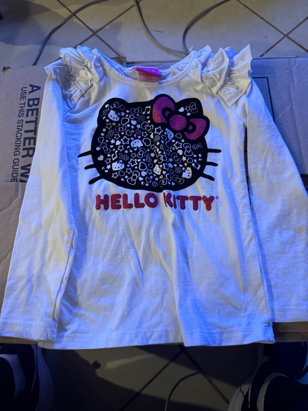 Hello Kitty Long Sleeve Shirt Ruffle Shoulders size 6