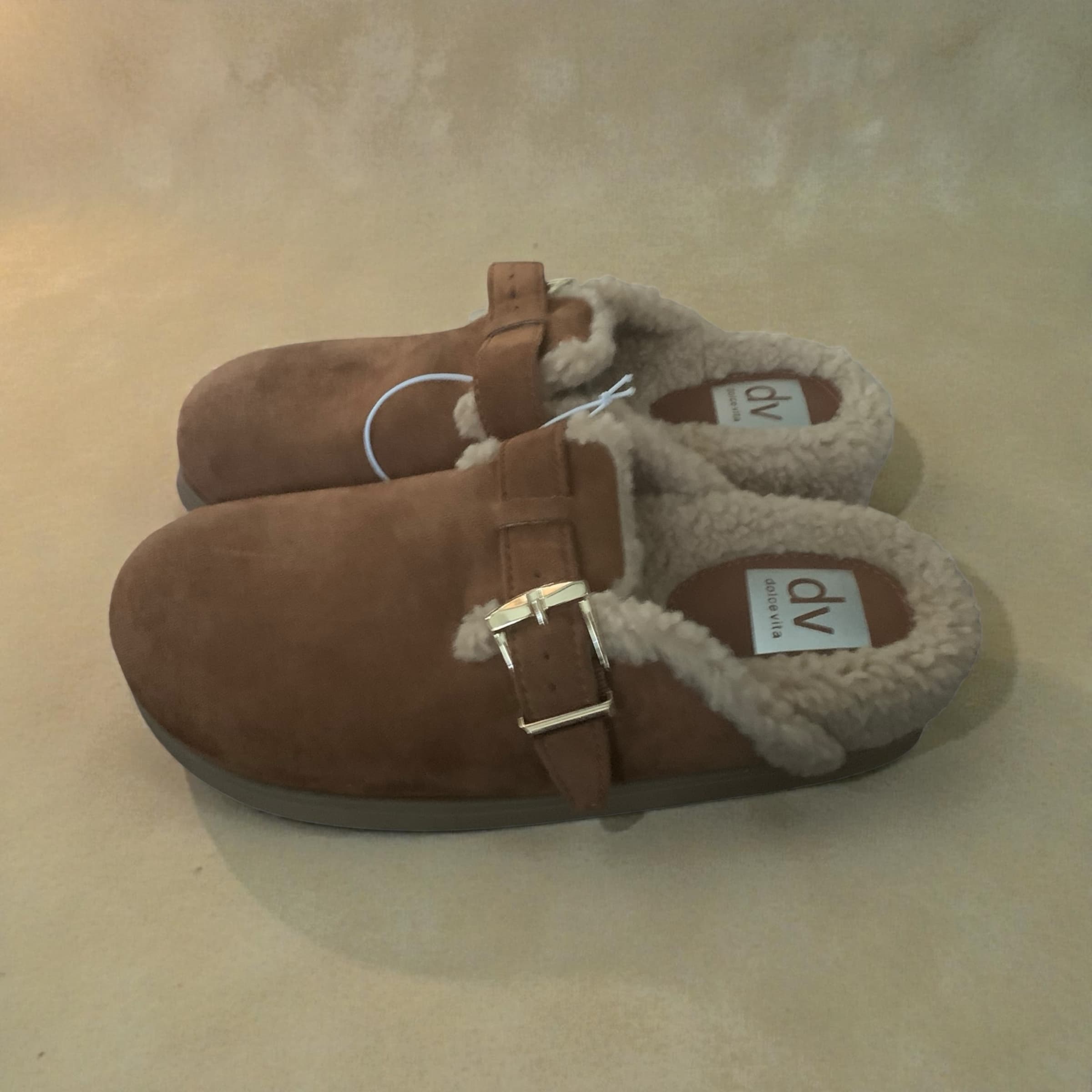 DV Dolce Vita Shearling-Lined Clogs with Buckle