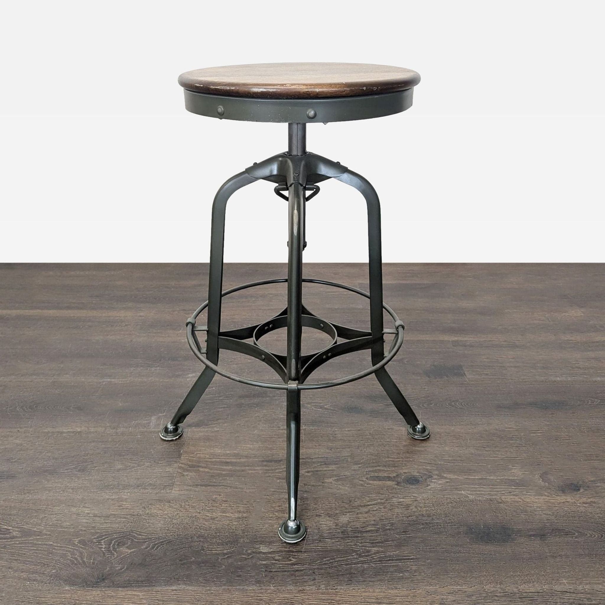 Taiga Furnishings Adjustable Height Bar Stool with Wood Seat