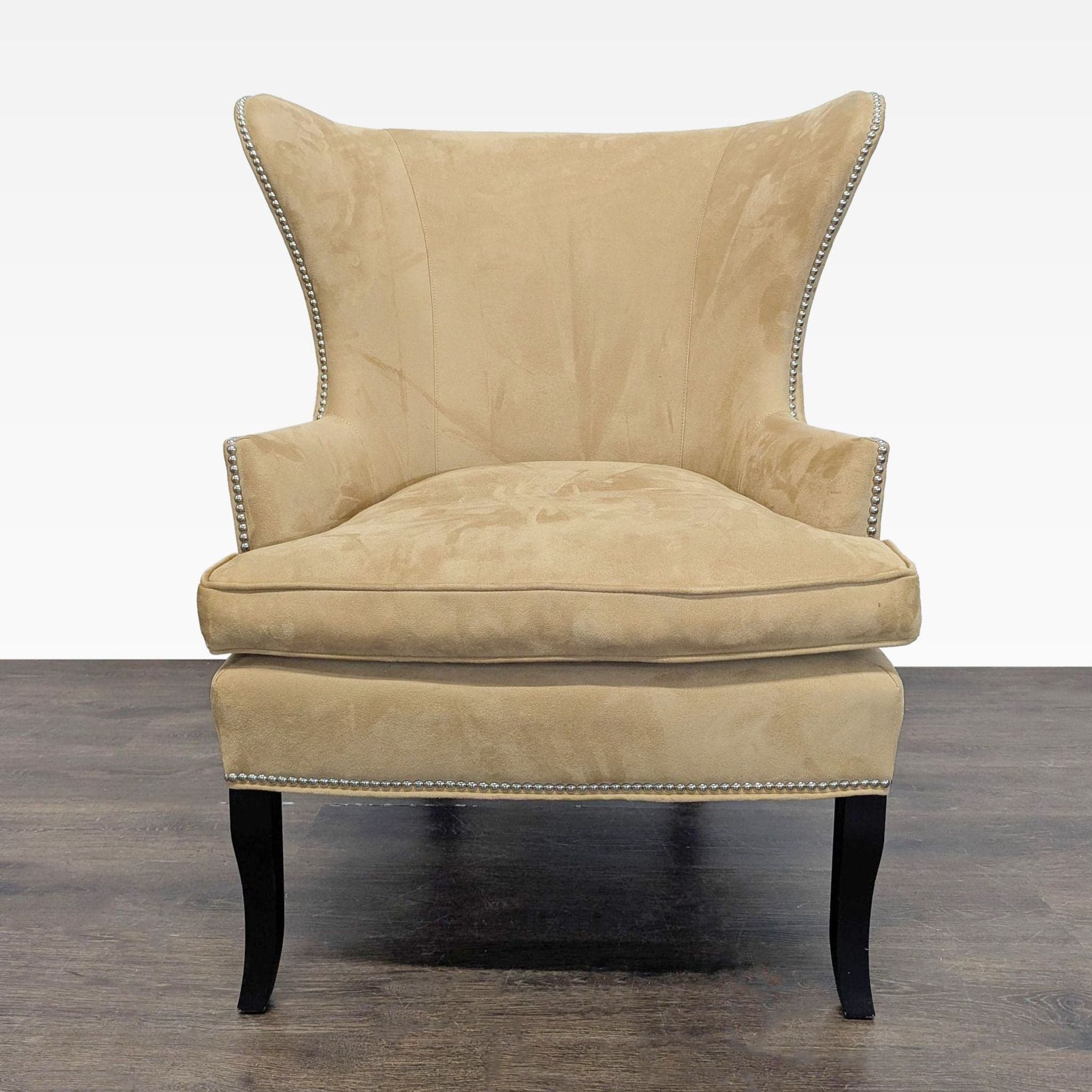 Williams Sonoma Home Tan Lounge Chair with Nailhead Trim