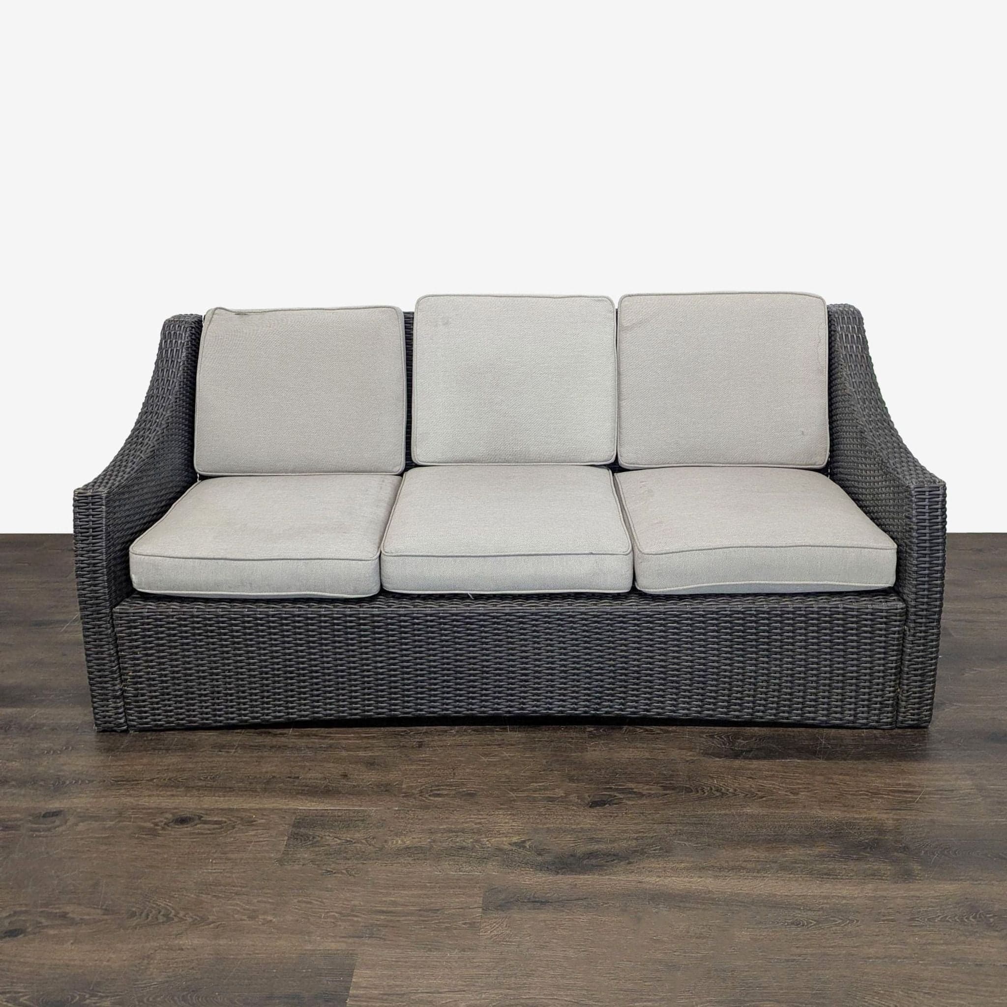 Threshold Outdoor All Weather Wicker 3-Seater Sofa with Cushions