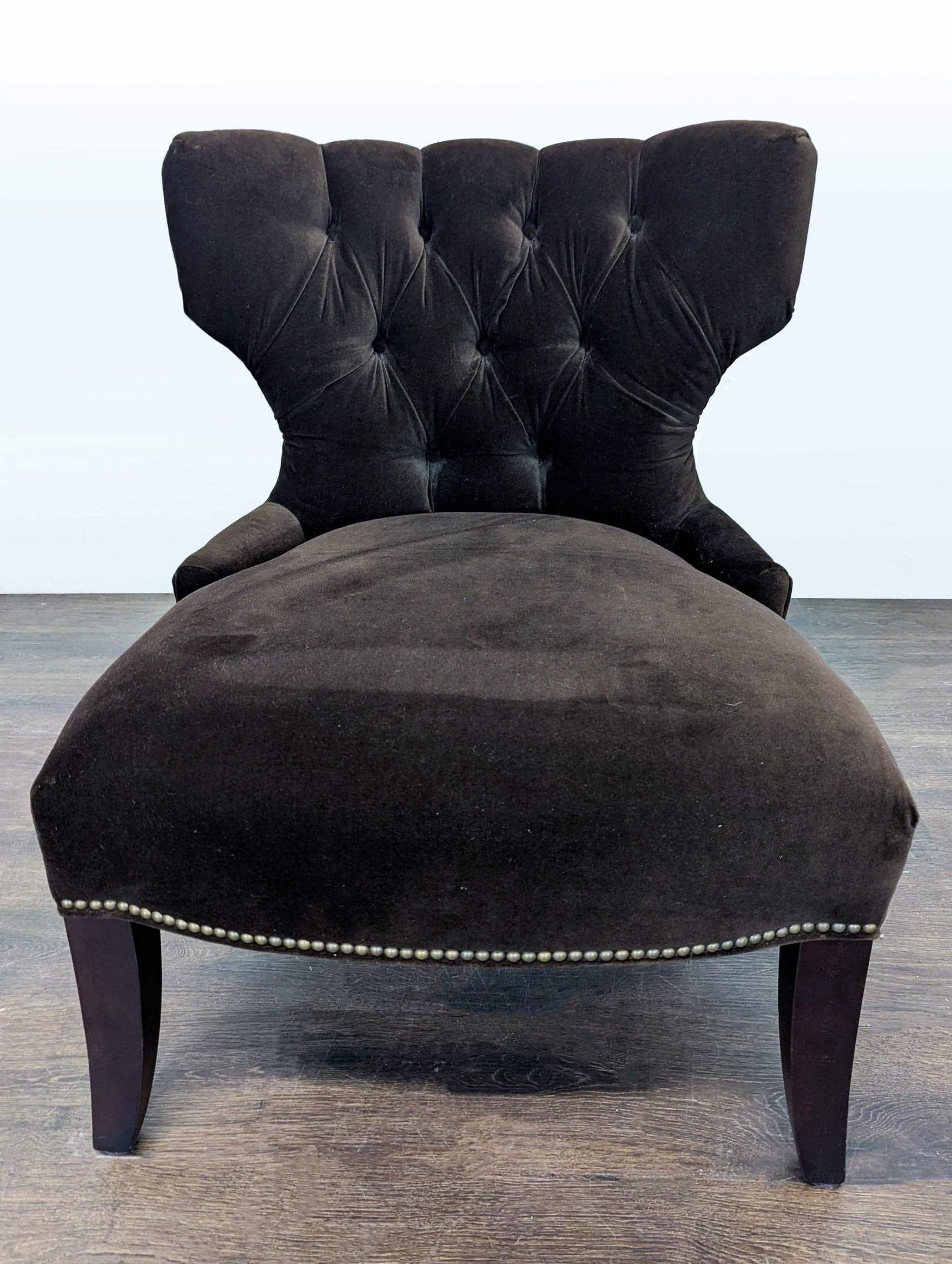 Pottery Barn Tufted Brown Velvet Lounge Chair