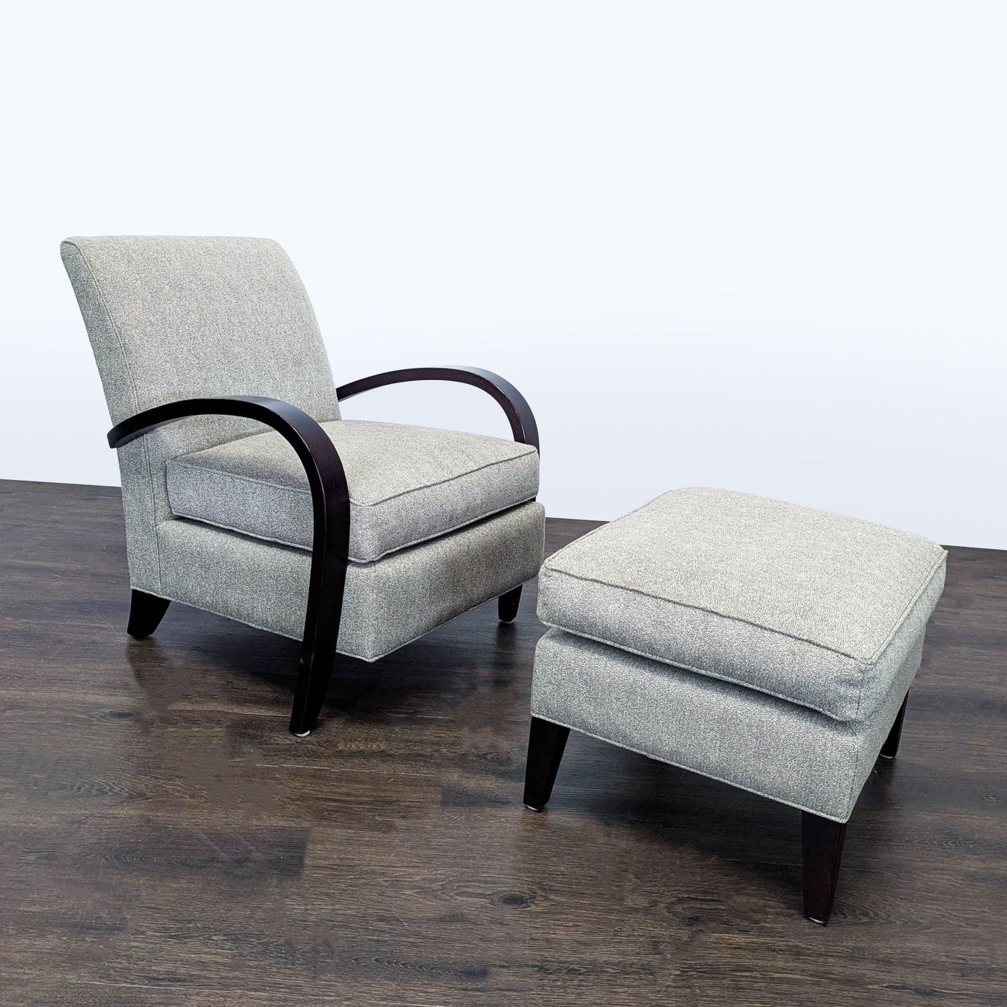 Room & Board Sloan Modern Lounge Chair with Curved Wood Arms