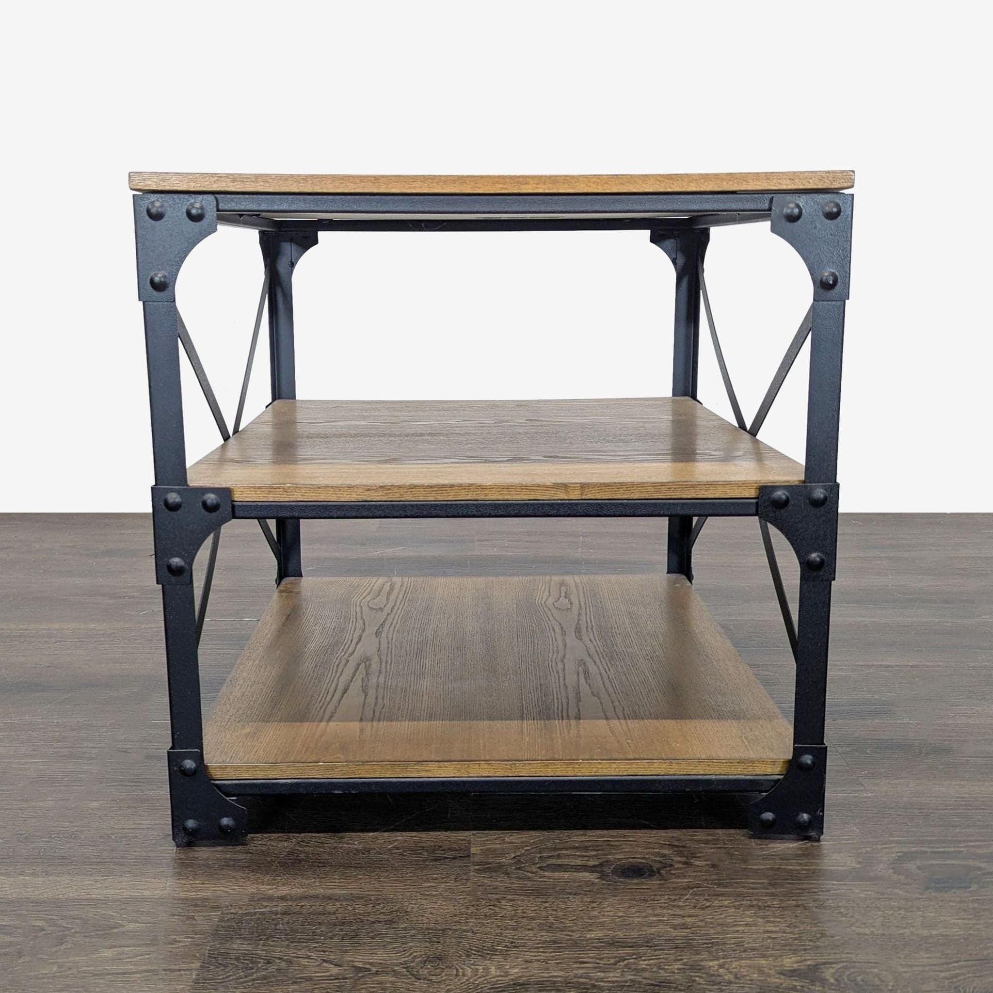 Metal & Wood Industrial Style End Table