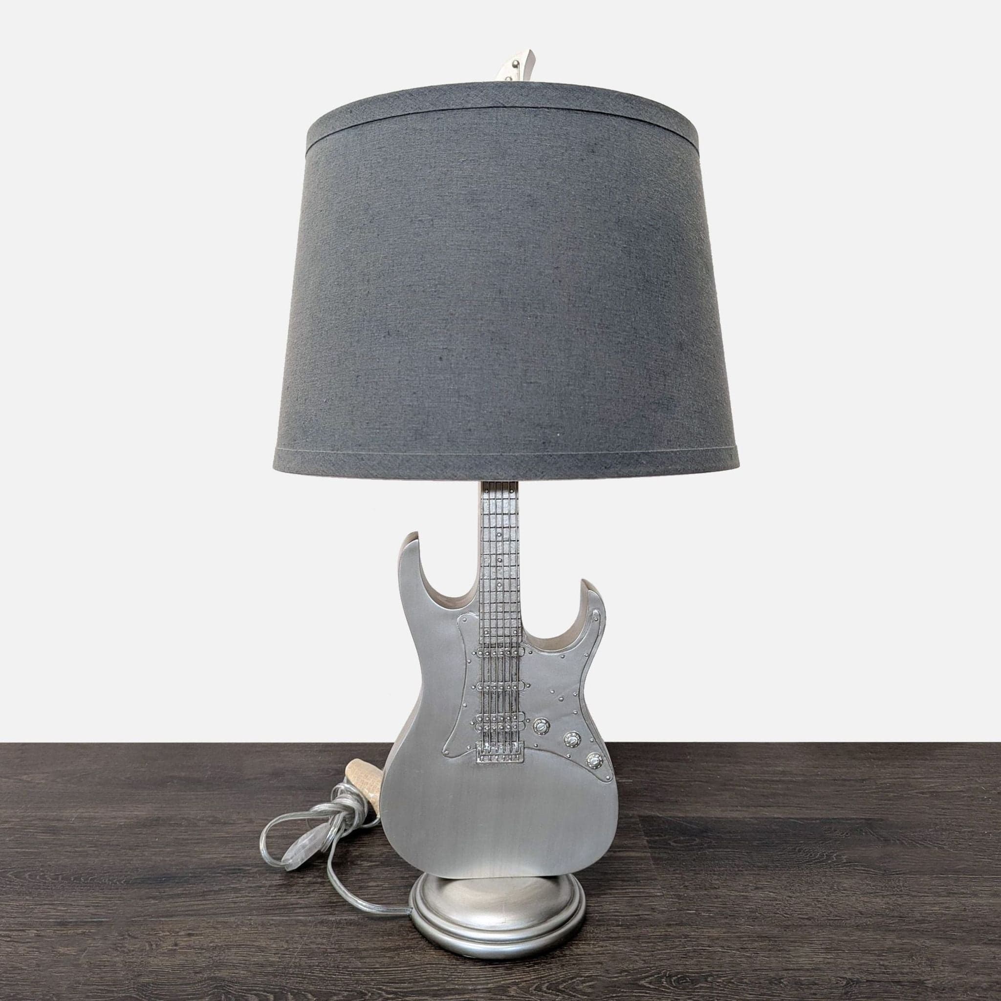 Pottery Barn Kids Electric Guitar Table Lamp with Grey Shade