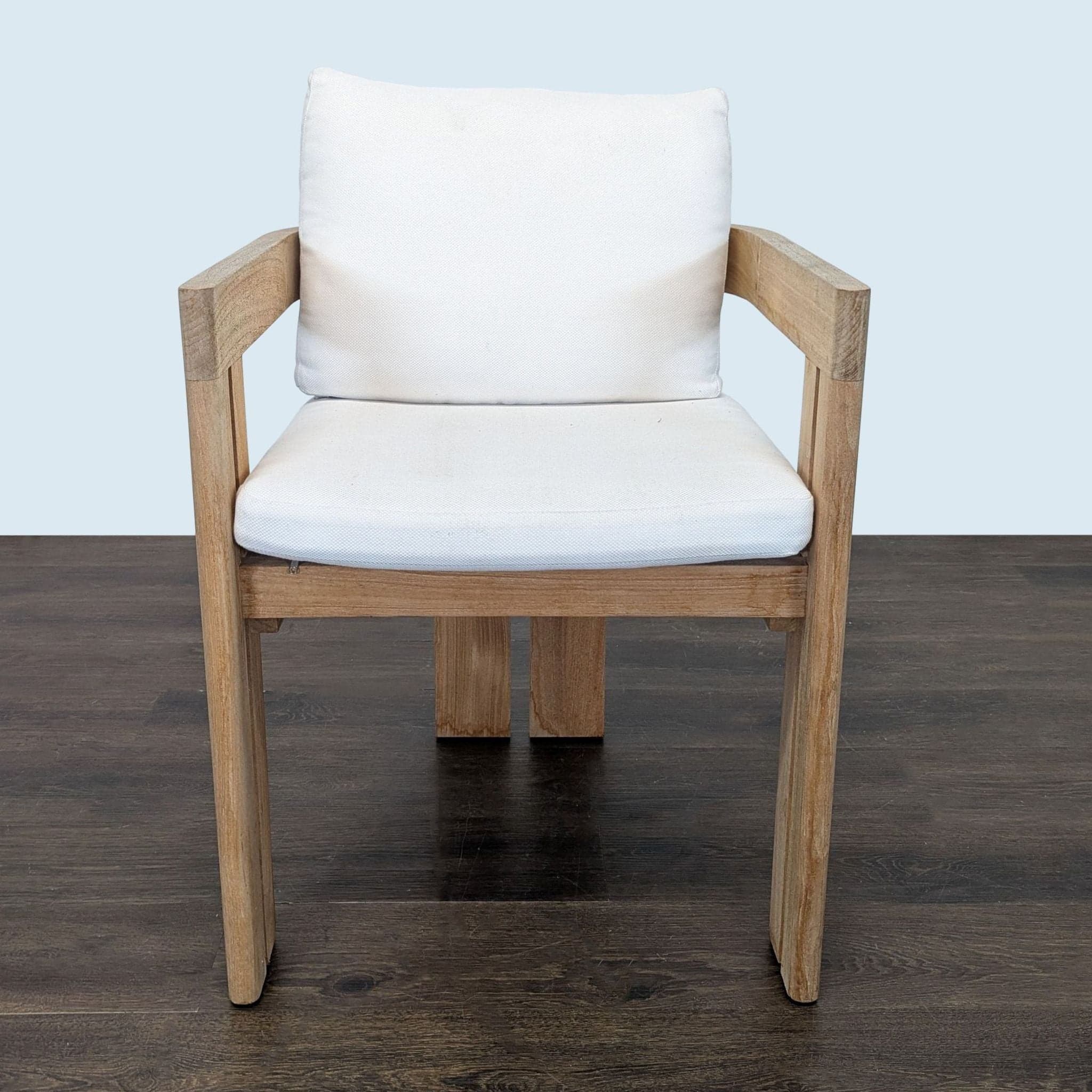 Restoration Hardware Matira Teak Armchair with White Cushions