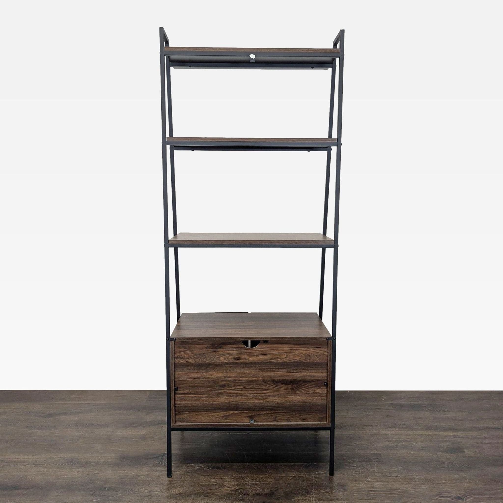 Walker Edison Industrial Ladder Bookshelf with Drawer Storage