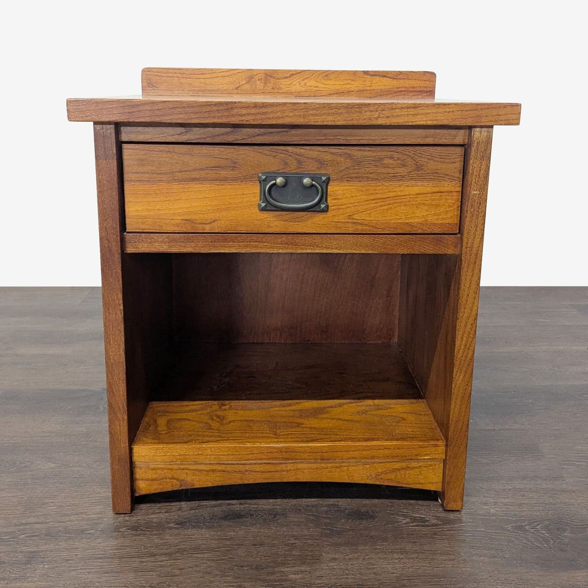 Craftsman Style One Drawer Wood Nightstand with Open Shelf