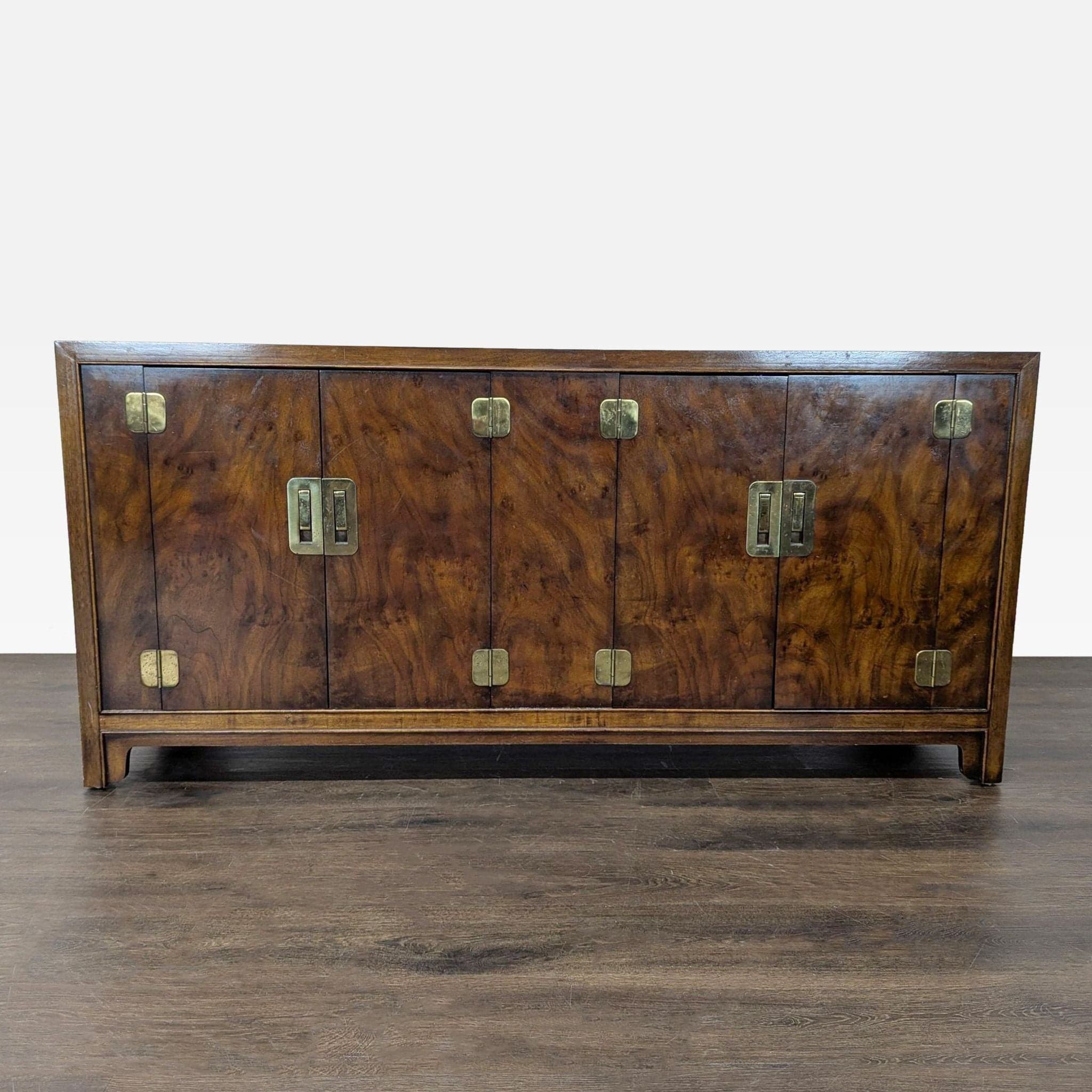 Drexel Heritage Dynasty Burl Walnut Asian-Inspired Credenza