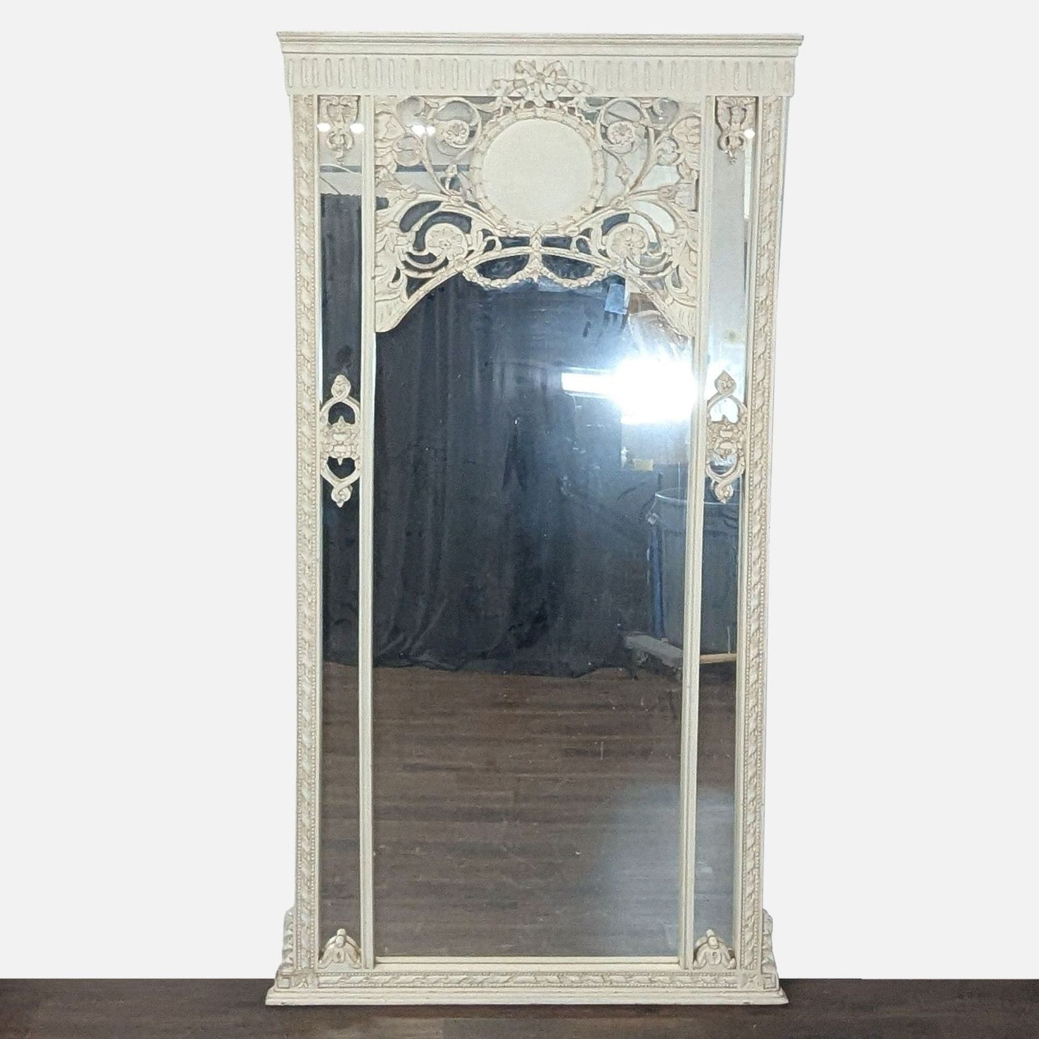 Monumental European Antique Carved Mirror