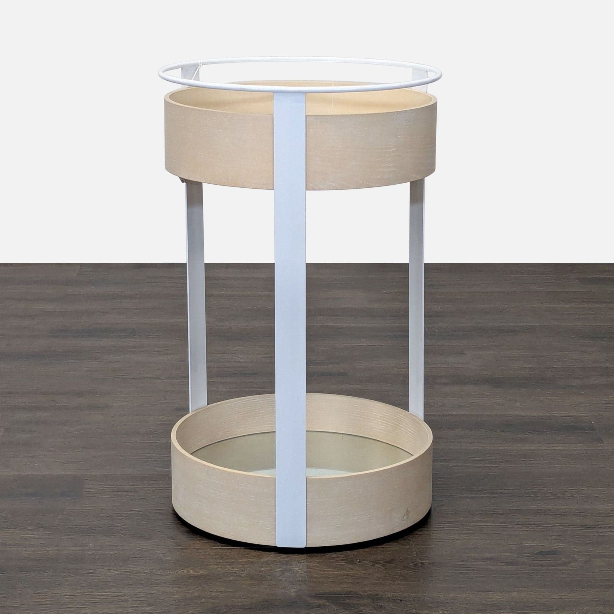 Wood, Metal, and Glass Accent table