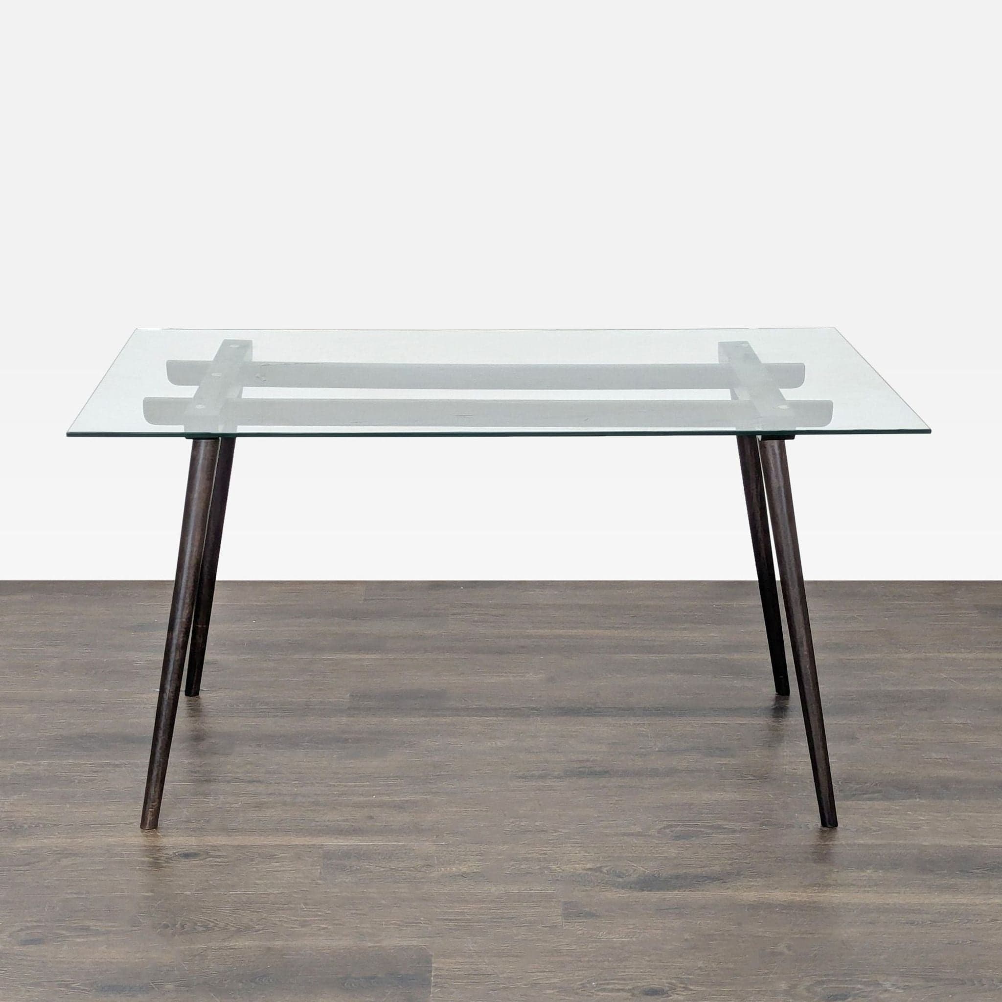 Glass Top Dining Table on Wood Base