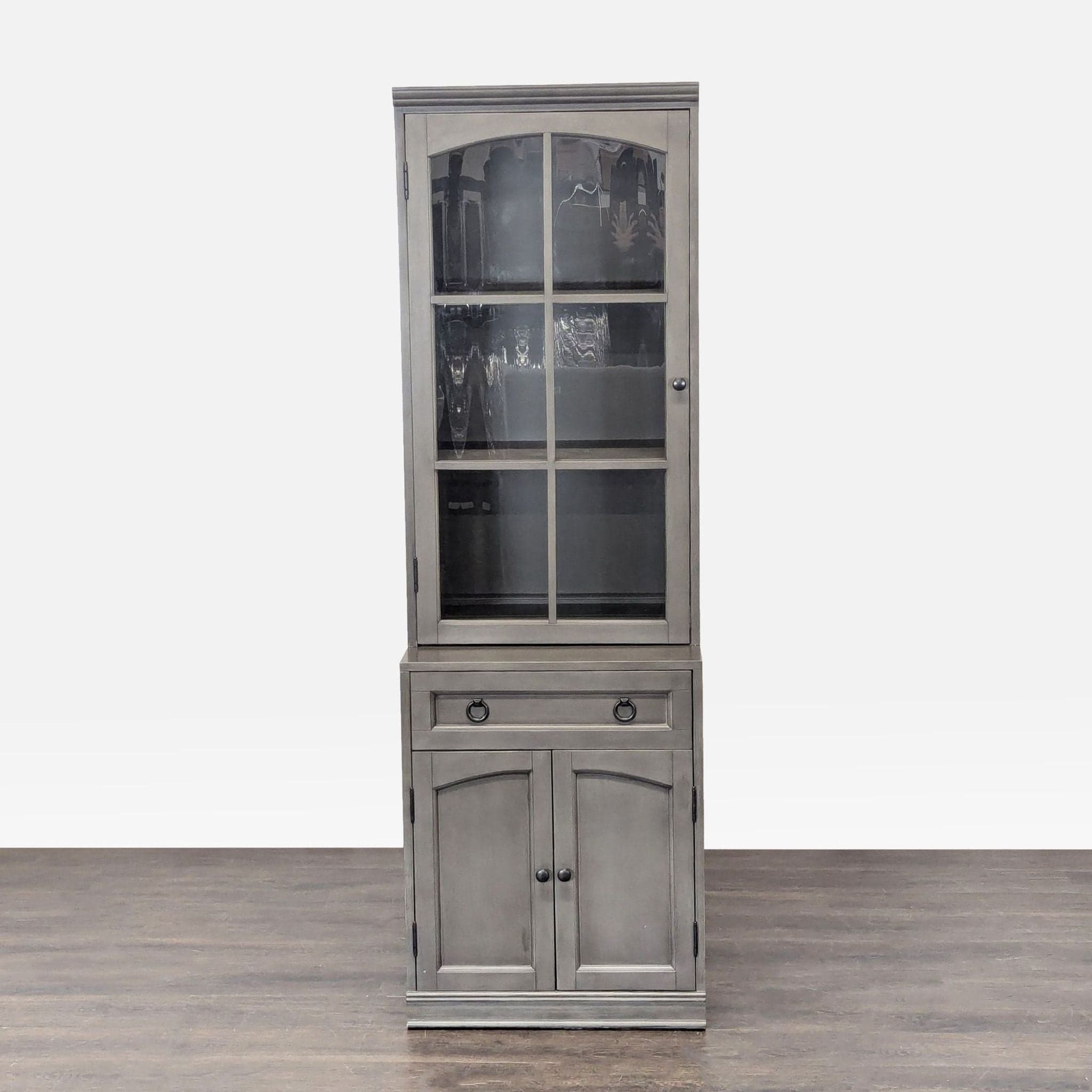 One Drawer Hutch with Glass Doors and Bottom Cabinet