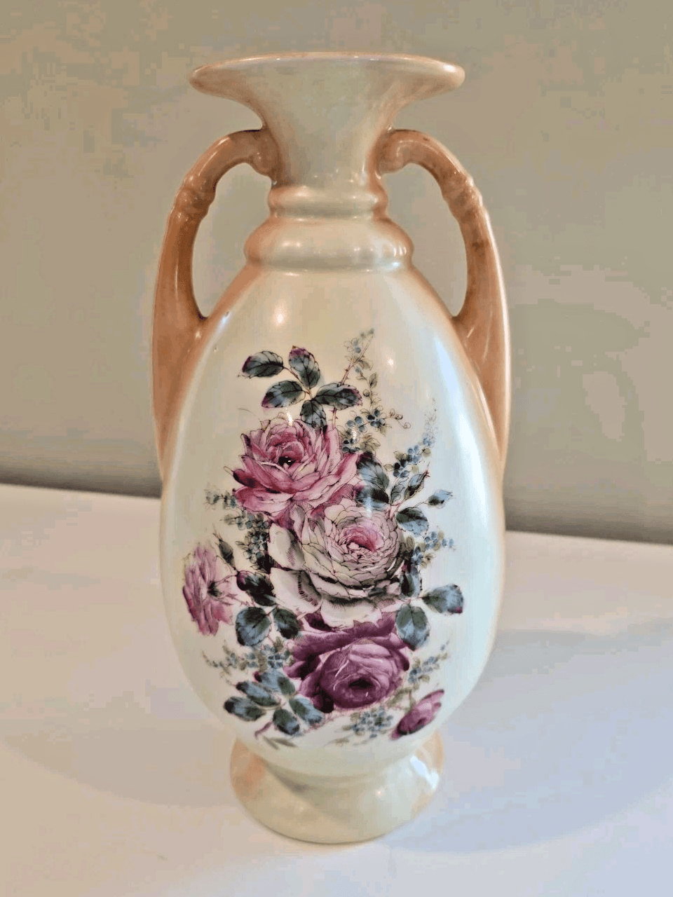 Antique Victoria Austria Yellow Floral Vase 13.5" c. 1904 - 1918