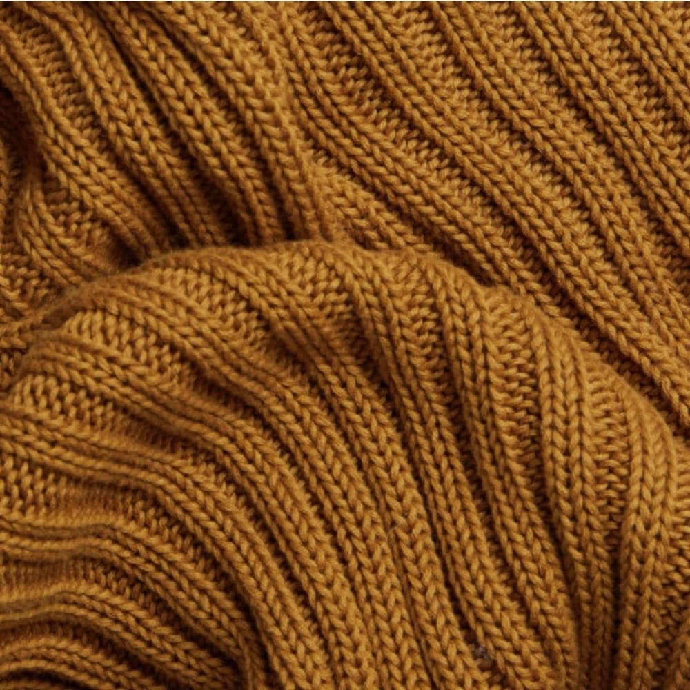 Parachute Ribbed Knit Throw Blanket in Mustard