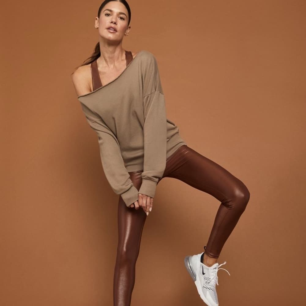 Carbon38 Taupe Cropped Long Sleeve Top