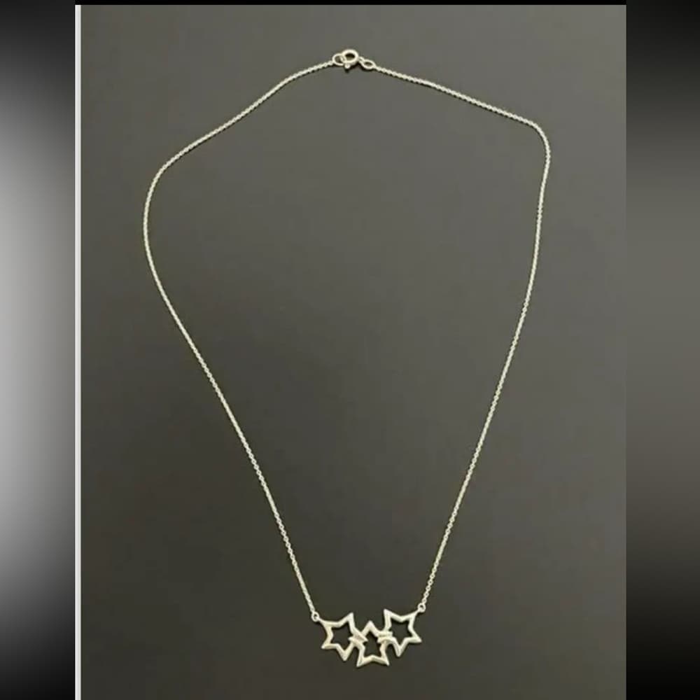 Tiffany & Co. 3 Triple Star Pendant Necklace Silver 925