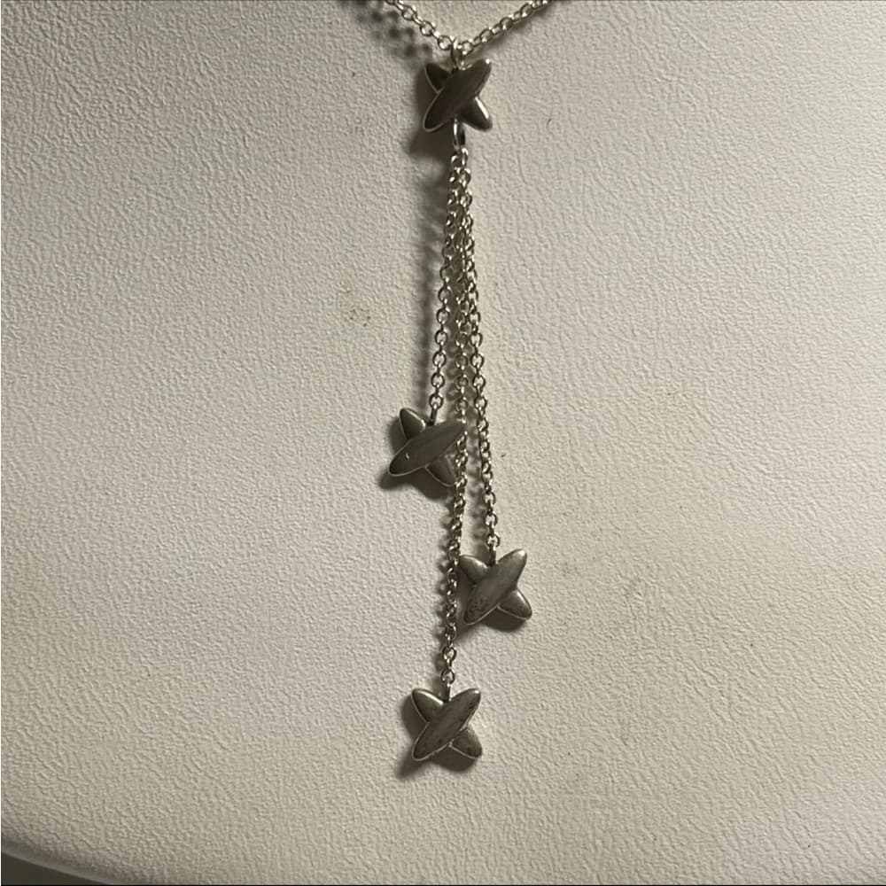 Rare Vintage Tiffany & Co. Sterling Silver X Star Necklace 16"