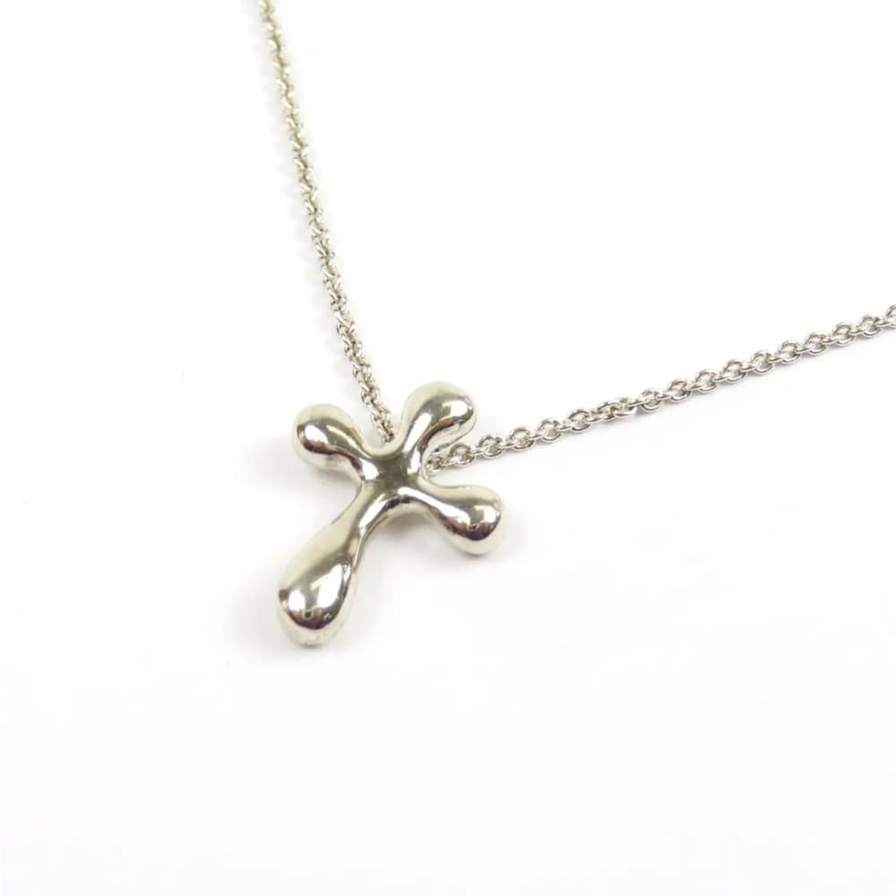 TIFFANY & CO. Elsa Peretti Cross Necklace 2.4g Sterling Silver 925