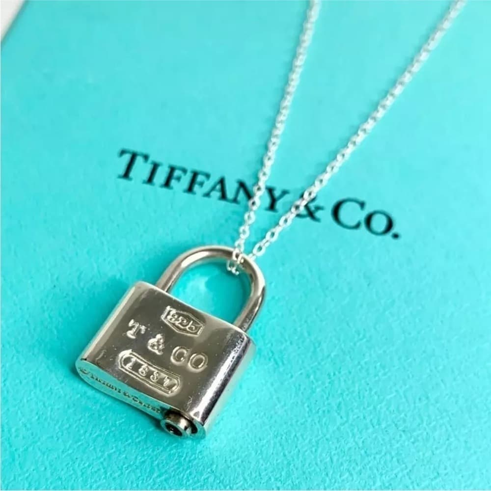 Authentic Retired Tiffany&Co. 1837 Lock Padlock Necklace Pendant 925 16”