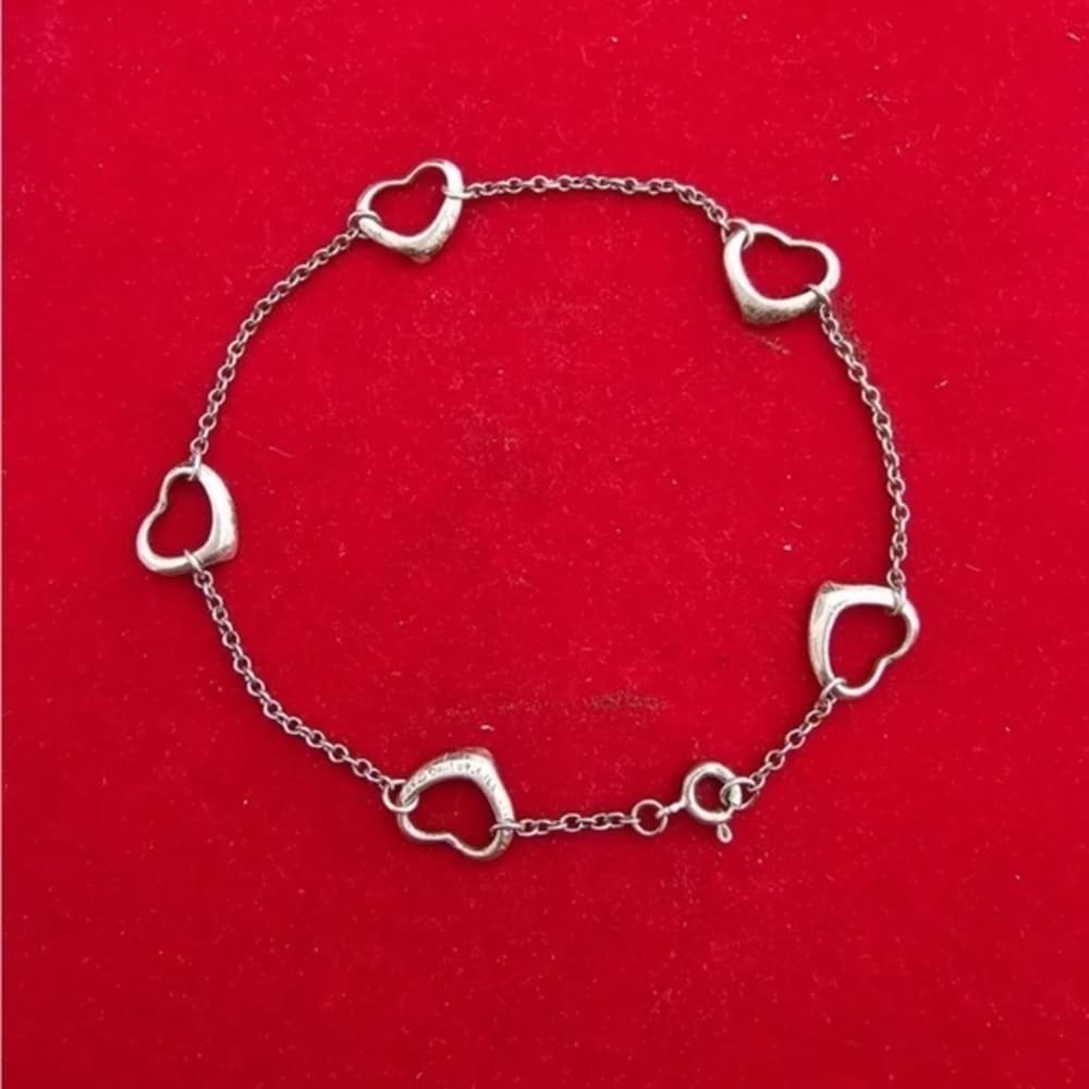 Tiffany & Co. 5 Open Heart Bracelet Elsa Peretti Spain Sterling 7 1/4"