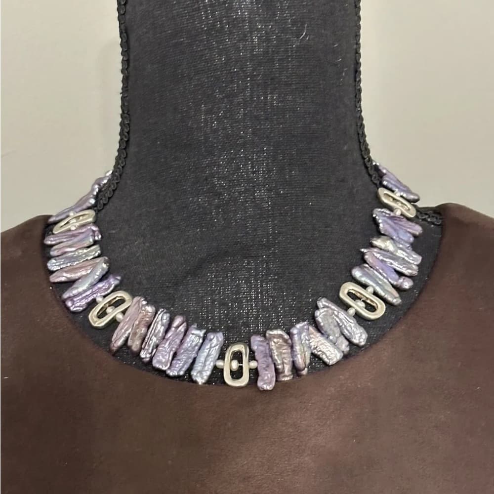 IRIDESSE PEARLS BY TIFFANY & CO STERLING PEACOCK BIWA PEARL NECKLACE 17.75”