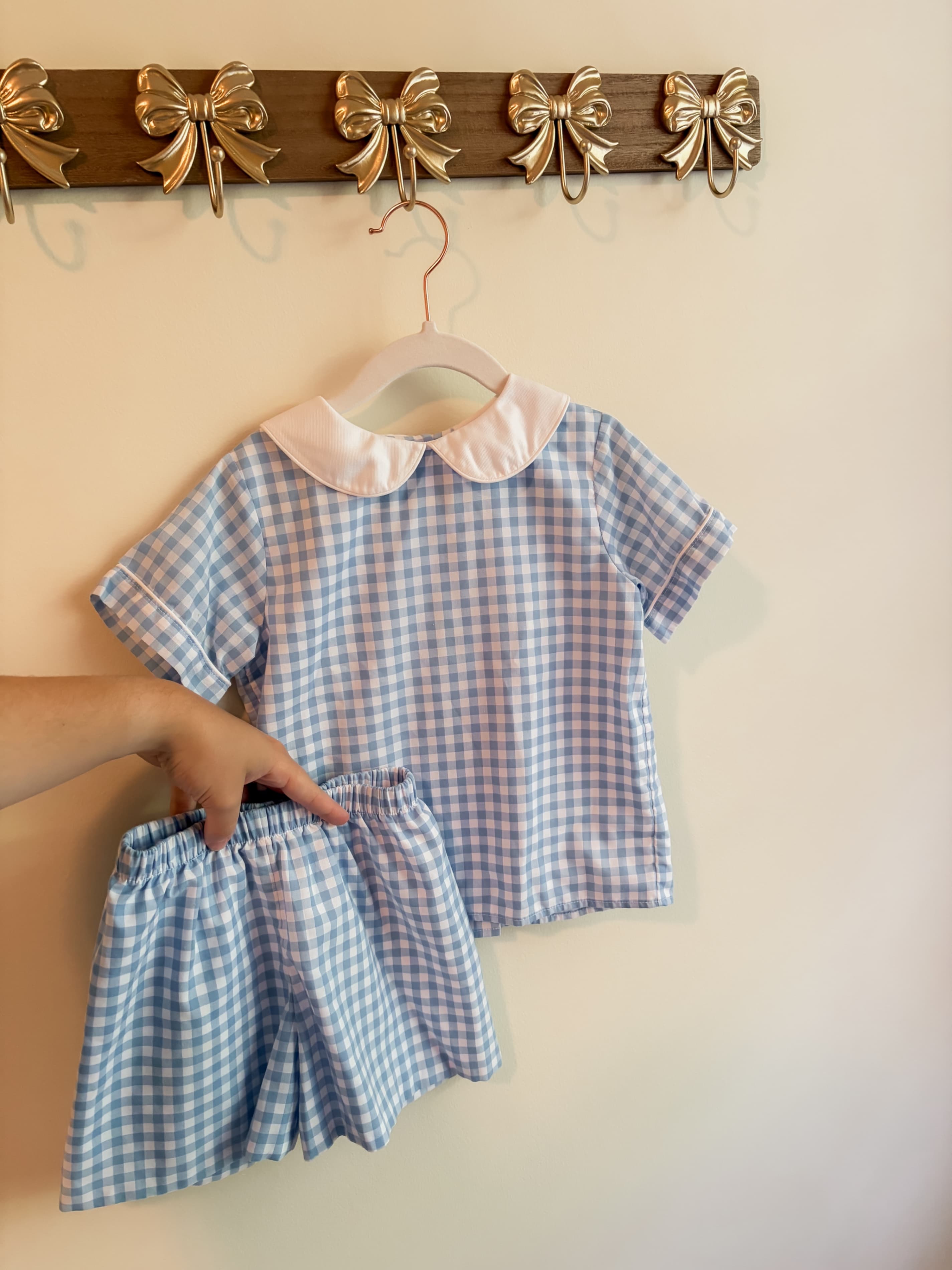 Mini Magnolia boys size 4T blue gingham set
