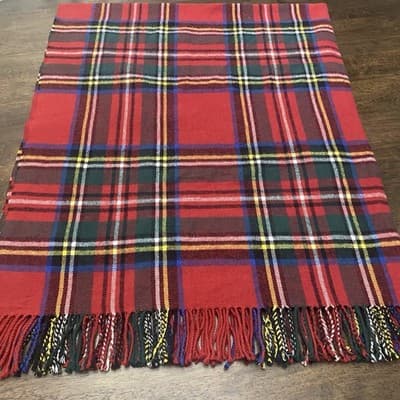 Nido Notte Italia Blanket Fringed Plaid Scottish Tartan 50 x 64” Made In Italy