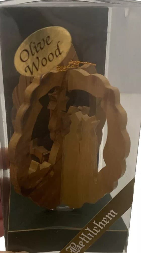 Olive Wood Christmas Ornament Made In Bethlehem/Nativity/ 3D