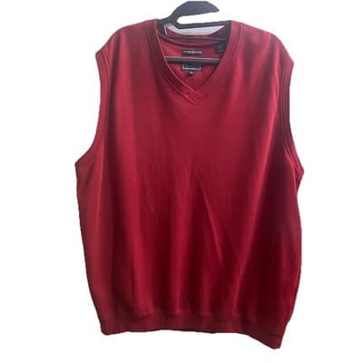 Bolle Golf Sweater Vest Mens Large Red V Neck 100Pima Cotton Knit Sleeveless XL