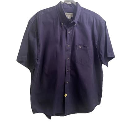 Vintage 90s Eddie Bauer Short Sleeve Button Down Forest Green 100% Cotton Shirt