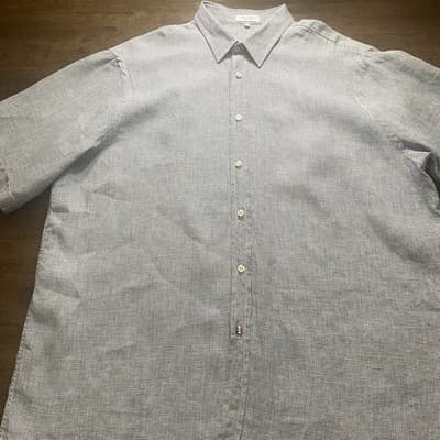Blue Positano Mens Linen Short Sleeve Shirt 4XL Made In Italy Beach Coastal Vaca